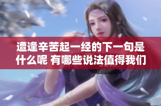 遭逢辛苦起一经的下一句是什么呢 有哪些说法值得我们思考与讨论