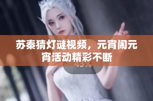 苏秦猜灯谜视频，元宵闹元宵活动精彩不断