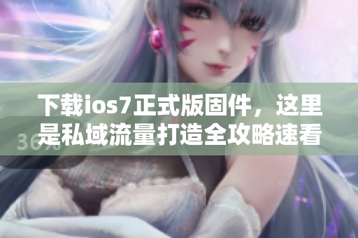 下载ios7正式版固件，这里是私域流量打造全攻略速看内容