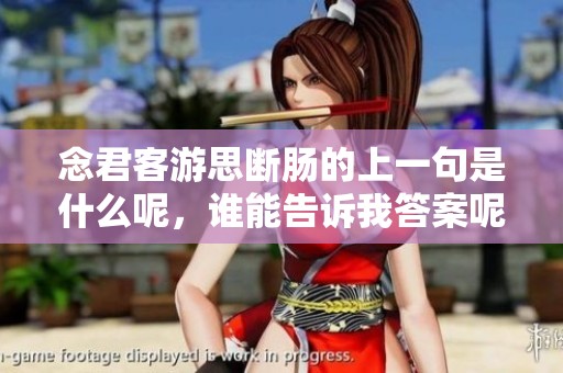 念君客游思断肠的上一句是什么呢，谁能告诉我答案呢