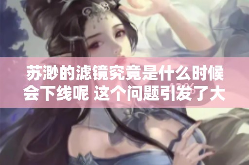 苏渺的滤镜究竟是什么时候会下线呢 这个问题引发了大家的关注
