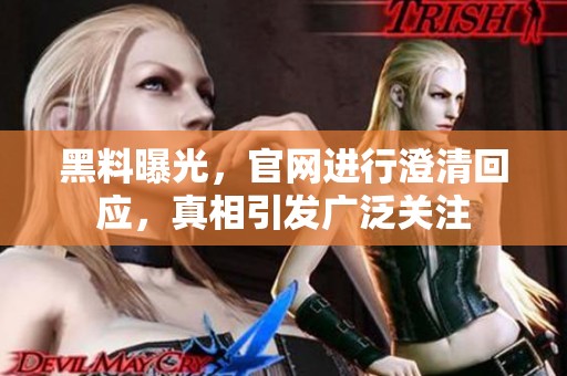 黑料曝光，官网进行澄清回应，真相引发广泛关注
