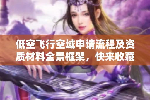 低空飞行空域申请流程及资质材料全景框架，快来收藏这份指南！