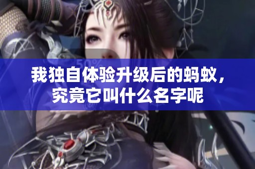 我独自体验升级后的蚂蚁，究竟它叫什么名字呢
