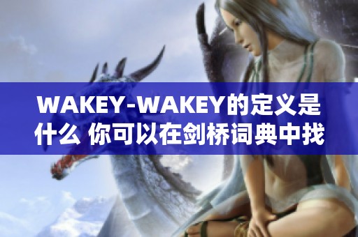 WAKEY-WAKEY的定义是什么 你可以在剑桥词典中找到解答